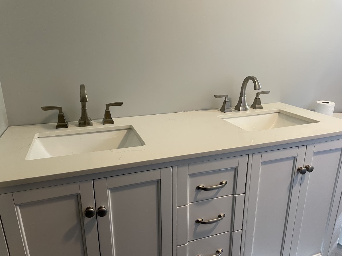 Double vanity with two new bathroom faucets